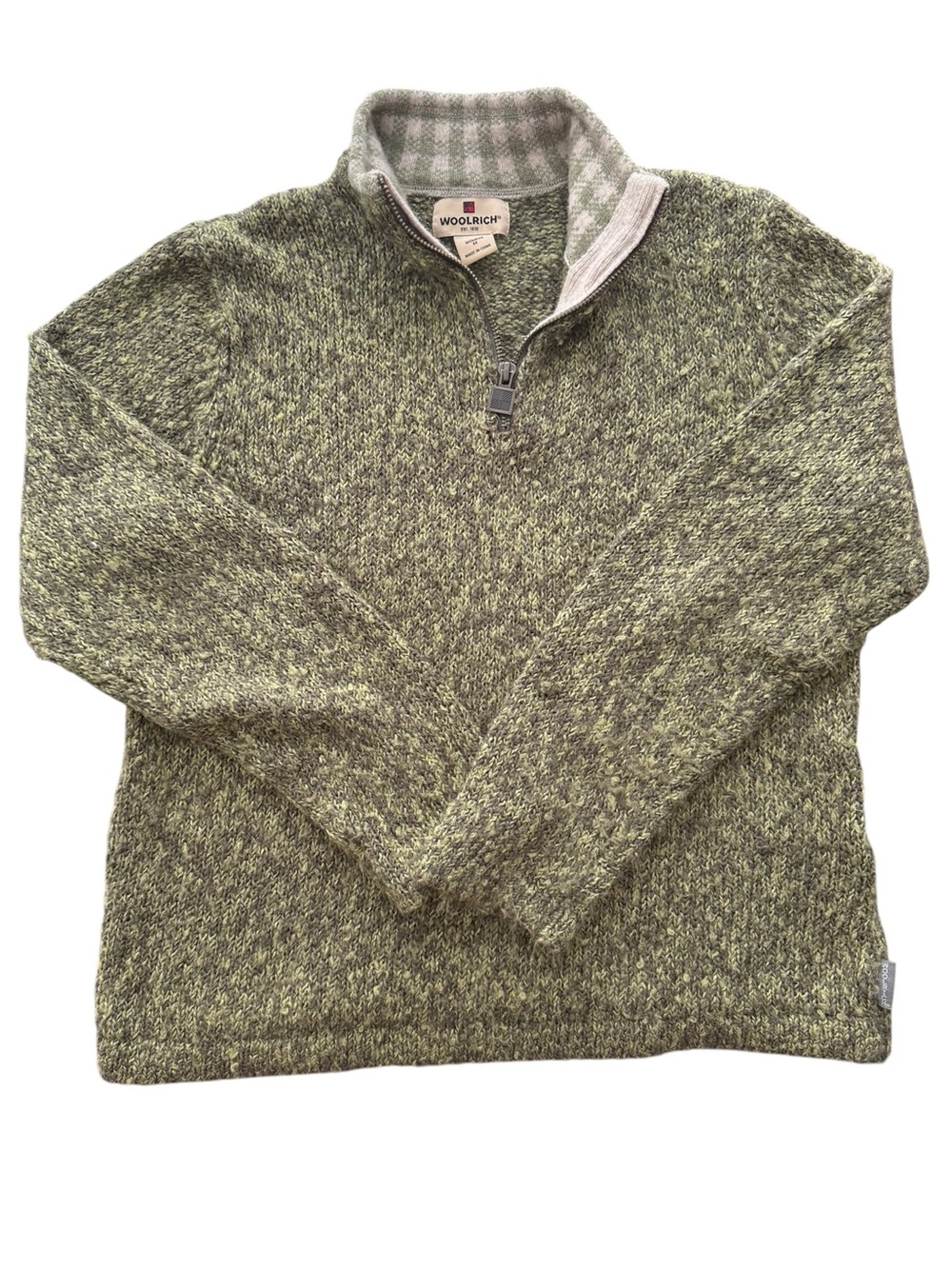 Vintage Woolrich women’s medium Olive Green Quarter-Zip Sweater